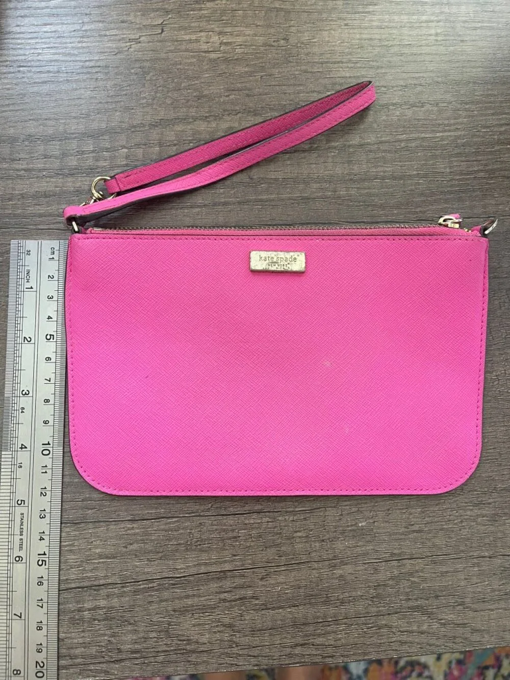 Kate Spade New York Pink Saffiano Leather Wristlet Pouch